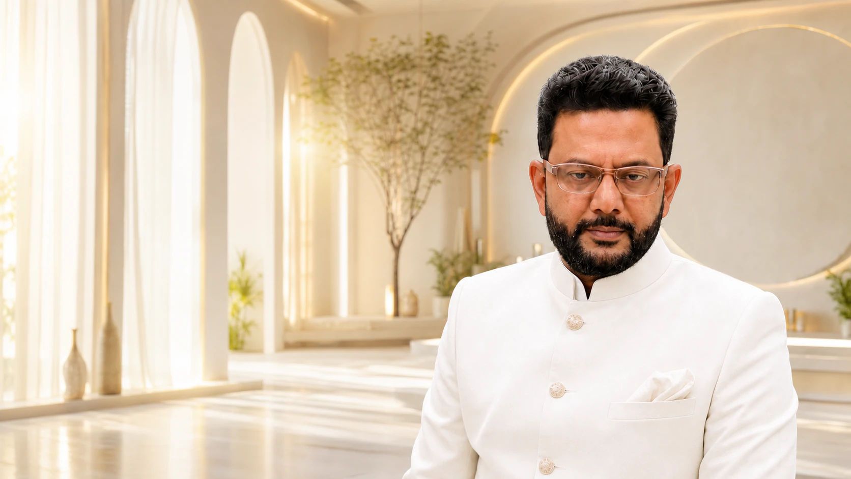 Dr. Ashish Patni in a luminous ivory space